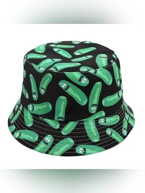 Rick and Morty Reversible Pickle Rick Bucket Hat Black Green